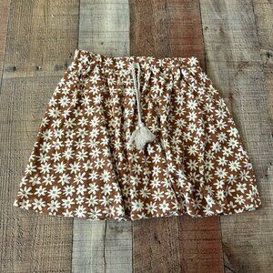 Rylee and Crew Girls Size 10-12Y Brown and White Daisy Floral Mini Skirt
